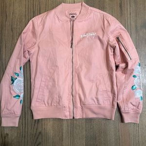 Yours Truly Forever Bomber Jacket-Printed tag says small while rip tag says XS